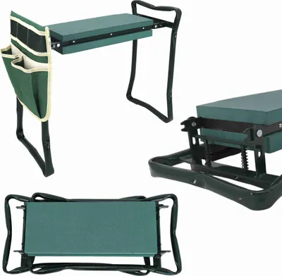 Produktbild von Domarex Gartenhocker - Klappbarer Gartenarbeitshocker Jared 60x28x49 cm – Faltbar – Tasche zur Aufbewahrung von Werkzeugen