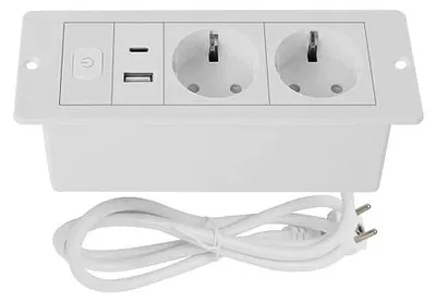 Zdjęcie produktu dla Gniazdko do zabudowy w blat stołu USB a/c 2 porty kabel 1