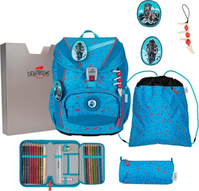 Immagine prodotto di DerDieDas zaino della scuola ErgoFlex Light Superflash Set 6 -pezzi Blue Ice