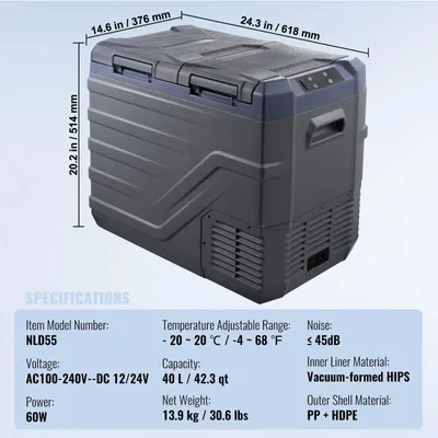Produktbild von Tragbarer Autokühlschrank - Mobiler Kühlschrank - Kompressorkühlschrank - Elektrischer Kühlschrank - 25 Liter