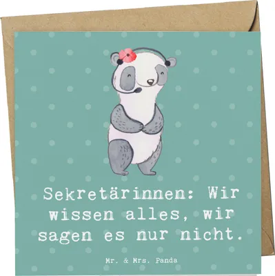 Produktbild von Mr. & Mrs. Panda Grußkarte Sekretärin Geheimnisträgerin - Meeresbrise - Geschenk, faltkarte, Beruf, Büro, kreative Geschenke, doppelkarte, Klappkarte, Organisationstalent
