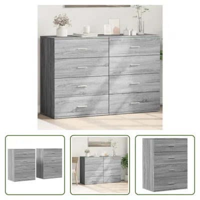 Productafbeelding van Living Store dressoirs, 2 stuks, grijs Sonoma, 60x39x80 cm, houtvezelplaat
