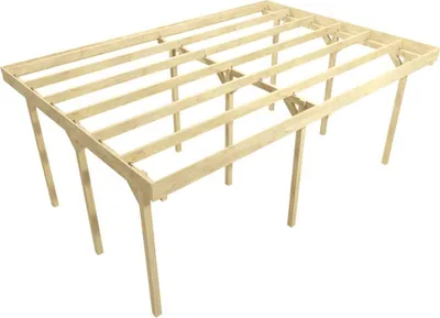 Produktbild von Wood&Play Holzgaragenunterstand - Carport mit zwei Stationen - Dakota I - Hochwertige Verarbeitung - Selbstmontage - Stabil und langlebig - Solide Basis - 720 x 500 cm - 12 x 12 x 290 cm Pfosten