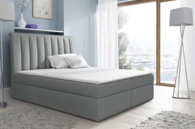 Produktbild von Boxspringbett Schlafzimmerbett MALENA 120x200cm Stoff Grau