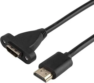 Image de Câble HDMI haute vitesse - Connecteur HDMI vers bus - Rallonge haute vitesse pour montage à vis avec patte de fixation - Câble HDMI de haute qualité.
