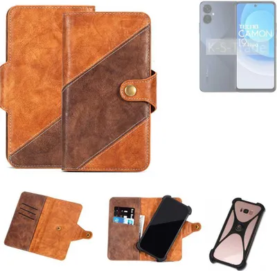 Produktbild von K-S-Trade Handyhülle Schutzhülle Bookstyle Case Wallet-Case kompatibel mit Tecno Camon 19 Neo Cover Klapphülle Kantenschutz Smartphone dunkelbraun