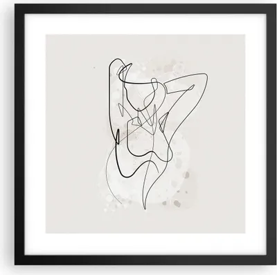 Produktbild von Gerahmtes Poster - Schwarzer Rahmen - Linie Frau Linie - 40x40 cm - Wand Bild - Wanddeko - Wandbilder - Kunstposter - Wandposter - Bilderrahmen - Bilder - Kunstdruck - Wanddekoration - P2BAC40x40-5119