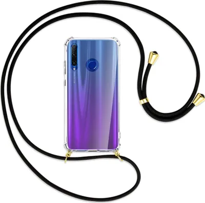 Produktbild von Handykette Backcover-Schutzhülle mit Band (Metall goldfarben) für Honor 20 Lite / 20e - schwarz