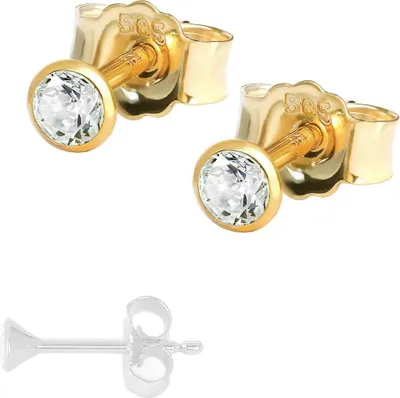 Produktbild von Paar Winzige Ohrstecker 2,5mm Gelbgold 585 14 Karat Gold Ohrringe Zirkona Weiß