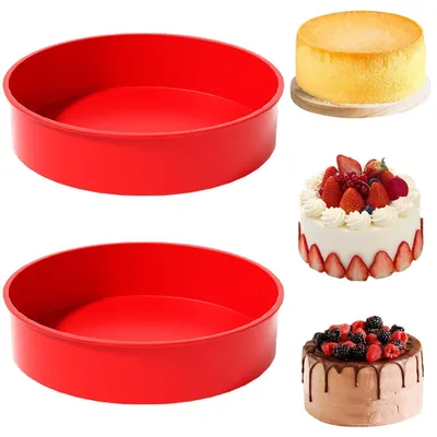 Productafbeelding van Siliconen bakvorm, rond, 25 cm, rood, set van 2, BPA-vrij