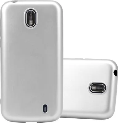 Produktbild von Cadorabo Schutzhülle für Nokia 1 2018 Hülle in Silber Handyhülle TPU Silikon Etui Cover Case