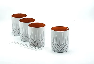 Produktbild von Nachtmann Noblesse 4er-Set WhiteEdition Whisky Gläser 295 ml I spülmaschinenfest I Wasserglas coloured by EKM (weiß/kupfer) + 4er-Set EKM Living Glastrinkhalme