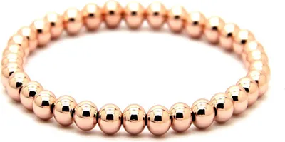 Produktbild von 4-mm-Perlenarmbänder, allergiefrei, feine Verarbeitung, stapelbare Kupferperlen-Kugelkettenarmbänder für Erwachsene-Roségold