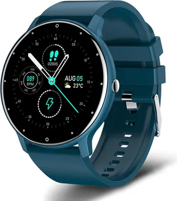 Produktbild von TPFNet Smartwatch mit Silikon Armband - individuelles Display - Smart Watch Armbanduhr - Modell SW1 - Blau