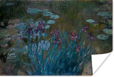 Produktbild von MuchoWow® Poster Schwertlilien und Seerosen - Gemälde von Claude Monet 120x80 cm - Bilder