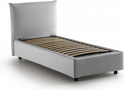 Produktbild von Einzelbett Dbeccar, Containerbett mit Stoffbespannung, 100%  Italy, Frontöffnung, passend für Matratze 80x190 cm, Weiß