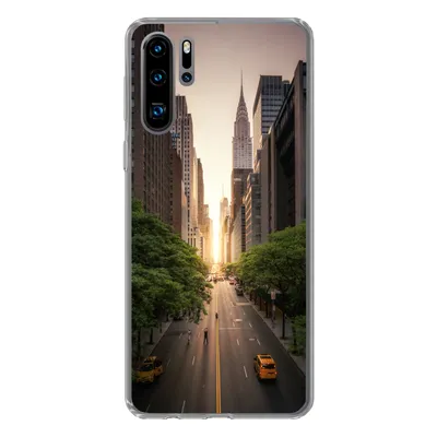 Produktbild von MuchoWow® Handyhülle Schutzhülle Hülle für Huawei P30 Pro New Yorker Straße am Morgen Silikon Softcase Handy Hülle - Schutzdeckel