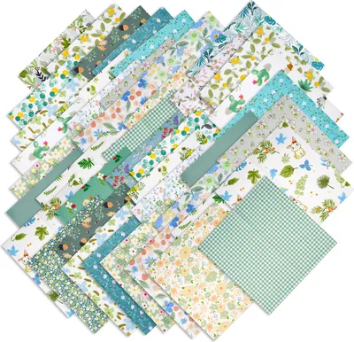Produktbild von 70 Stück Baumwollstoff Quadrate 25x25 cm – Vorgefertigte, bedruckte Patchwork-Stoffe in bunt für DIY-Nähprojekte