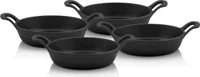 Zdjęcie produktu dla Żeliwna patelnia do serwowania BBQ-Toro, 4 sztuki, Ø 16 cm, okrągła, patelnia żeliwna, patelnia do smażenia
