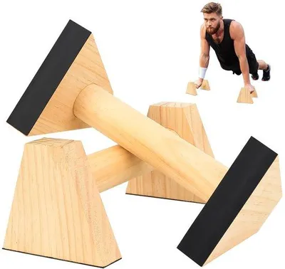 Productafbeelding van Solidchoice - 2 Stuks Houten Push-Up Handgrepen voor Calisthenics