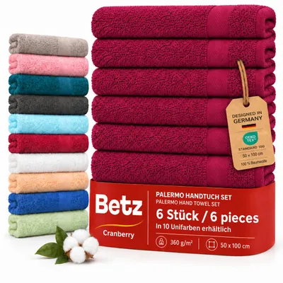 Produktbild von Betz Handtuch Set Palermo – 6er Pack Handtücher 50x100 cm – 100% Baumwolle, Handtücher für Bad, Gäste & Alltag – hochwertige Qualität - cranberry
