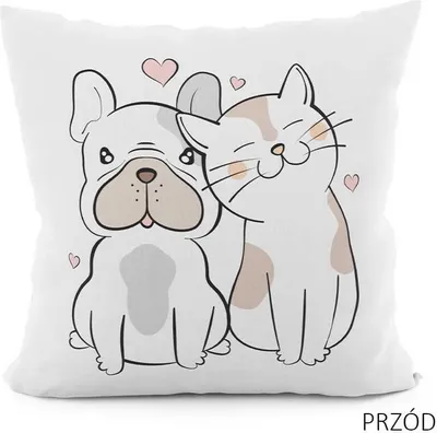 Produktbild von Dekorativer Kissenbezug „Freunde“, Samt, weiß, mit Tiermotiven, 40 x 40 cm