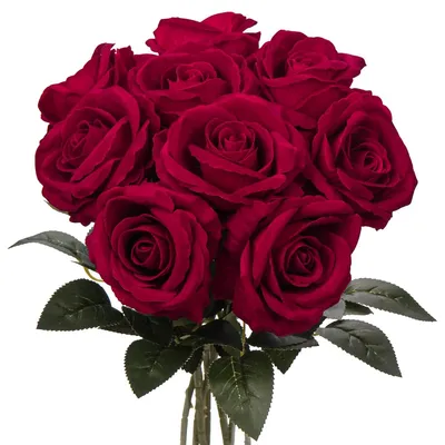 Produktbild von Solidchoice – Set mit 9 künstlichen roten Rosen mit 62 cm Stiel, ideal für Hochzeiten und Dekoration