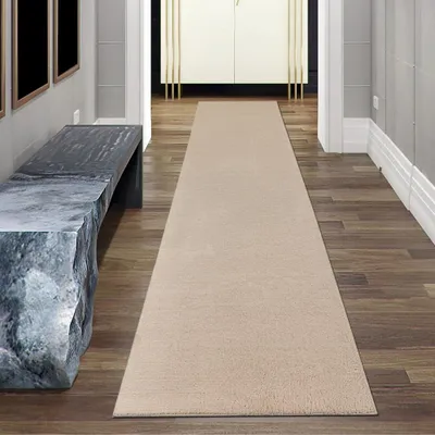 Produktbild von Beiger Teppich kuschelig weich zeitloser Stil pflegeleicht modern Größe - 80 x 300 cm