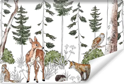 Produktbild von Muralo Vlies Fototapete für Kinderzimmer WALDTIERE Bäume Pflanzen Br. 90cm x Hö. 60cm
