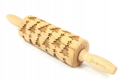 Produktbild von Folkroll Holz-Teigrolle graviert mit Weihnachtsbaum