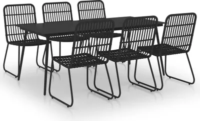 Produktbild von vidaXL 7-tlg. Garten-Essgruppe Poly Rattan und Glas
