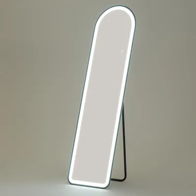 Immagine prodotto di Specchio a figura intera, specchio da appoggio 150 x 40 cm con illuminazione a LED, 3 colori di luce, specchio da parete con supporto, interruttore a sfioramento, per camera da letto, soggiorno, nero