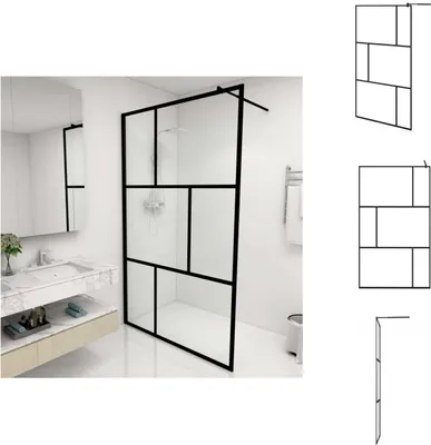 Produktbild von vidaXL Duschwand für Begehbare Duschen mit Hartglas Schwarz 115x195 cm -  Duschwände