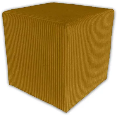Produktbild von Best For Home | Würfel Pouf Hocker | Senfgelb Poof Fußhocker | Samt Sitzhocker für Wohnzimmer, Schlafzimmer & Flur | Polster Ottoman | Gepolstert Sitzpuff oder Sitzwürfel für Sofa oder Sessel