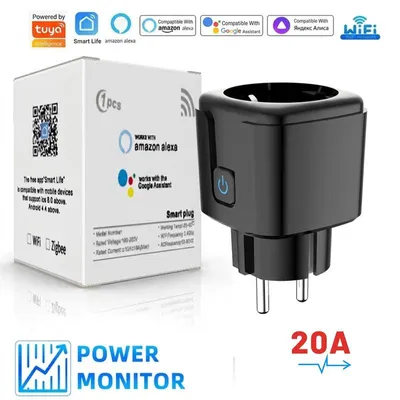 Produktbild von 20A Smart Steckdose mit App Steuerung,WLAN Steckdose,Smart Plug,Kompatibel mit EU Steckdosen,Zeitschaltuhr,Alexa & Google Home Kompatibel,Schwarz