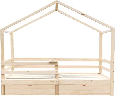 Produktbild von HOME DELUXE - Kinderbett Wolkenland mit Schubladen - 90 x 200 cm, Farbe: Natur, Kiefernholz, inkl. Rausfallschutz und Tonieboxhalterung I Kinderbettchen Jugendbett Babybett