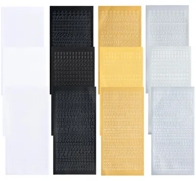 12 Wachsbuchstaben-Sets für Kerzen, Gold/Silber/Schwarz/Weiß