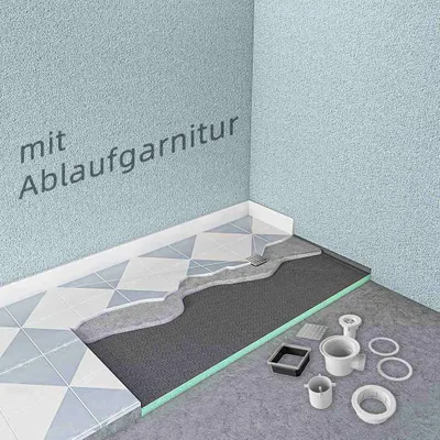 Produktbild von 1400x800mm XPS Platten 40mm Duschwanne Duschtasse Duschplatte  Fliesenplatte Mit Ablaufgarnitur