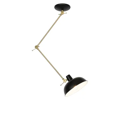 Produktbild von QAZQA - Retro Retro-Deckenleuchte I Deckenlampe I Lampe I Leuchte schwarz mit Bronze - Milou I Wohnzimmer I Schlafzimmer - Stahl Länglich - LED geeignet E27
