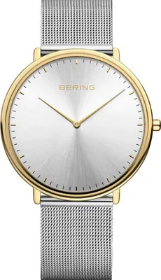 Zdjęcie produktu dla Zegarek na rękę ze stali nierdzewnej z ultra-płaską kopertą w dwukolorowej stylistyce, model Bering: 15739-010