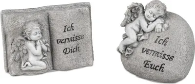 Produktbild von Trauerstein Gedenkstein als Grabschmuck Engel mit Spruch 11x13cm - Ich vermisse...