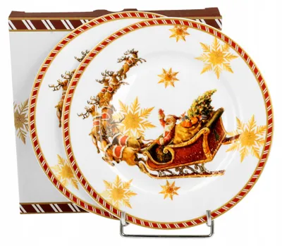Produktbild von Duo 2 Dessertteller Santa Claus Motiv Porzellan