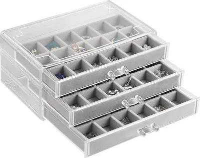 Produktbild von Famanu Schmuckaufbewahrungsbox Transparente Acryl - Abnehmbare Fächer - Schmuckorganizer