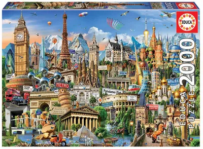 Productafbeelding van Educa Puzzel 9217697 - Europa: Bekende Bezienswaardigheden - Puzzel met 2000 stukjes