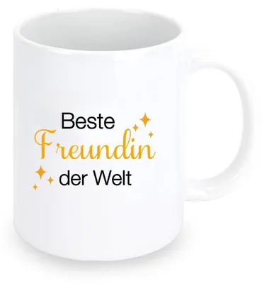 Produktbild von Kaffeetasse Beste Freundin "Beste Freundin der Welt" Weiß Keramik 330ml