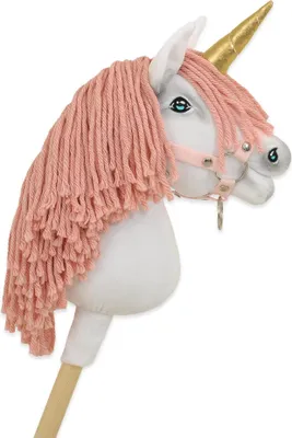 Produktbild von Hobby Horse Einhorn auf Stab - Weiß mit rosa Mähne und goldenem Horn