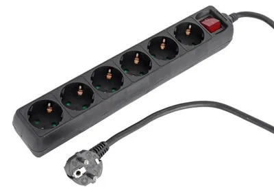 Obrázek produktu pro Grundig vícenásobná zásuvka s vypínačem 6násobná 16A/250V - zásuvka 1,5M - prodlužovací kabel max. 3680W - černý