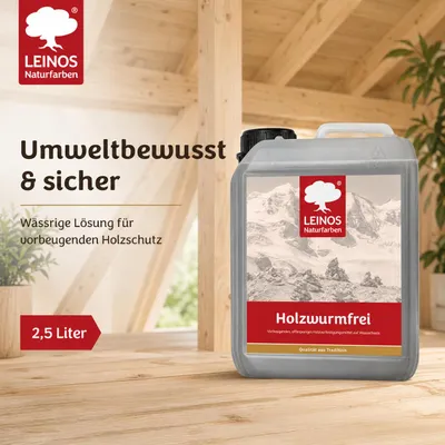 Produktbild von LEINOS 130 Holzwurmfrei 2,5 l – Holzverfestigung gegen Holzwurm, KI-generiertes Bild