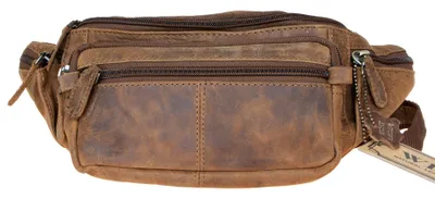Image de Sac banane en cuir avec six poches et doublure en tissu