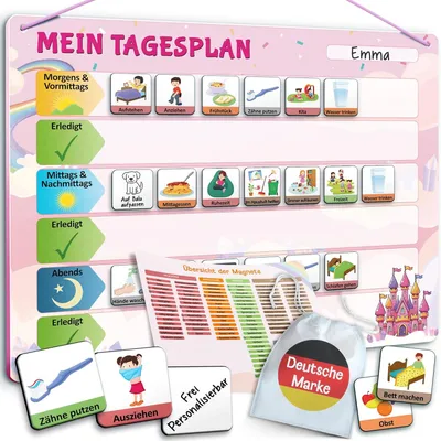 Produktbild von LIKARTO Routine Planer Kinder - Montessori Aufgabenplaner & Magnettafel - Für mehr Struktur im Alltag - individuell anpassbar - Pink